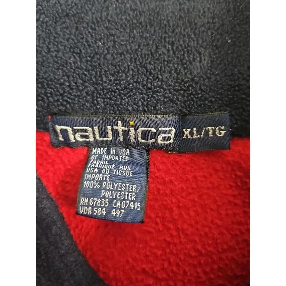 Vintage Nautica Nautech Fleece Pullover Jacket XL USA‎ Red
